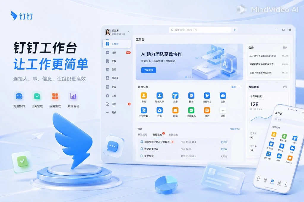 钉钉网页版消息在线同步界面